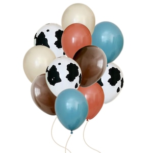 Cowboy Balloon Garland DIY Kit~Holy Cow I&#39;m One~Moo I&#39;m Two~Retro Toy Story~Last Rodeo~Blue Cowboy~Cow Print Balloon~First Rodeo~Yee Haw