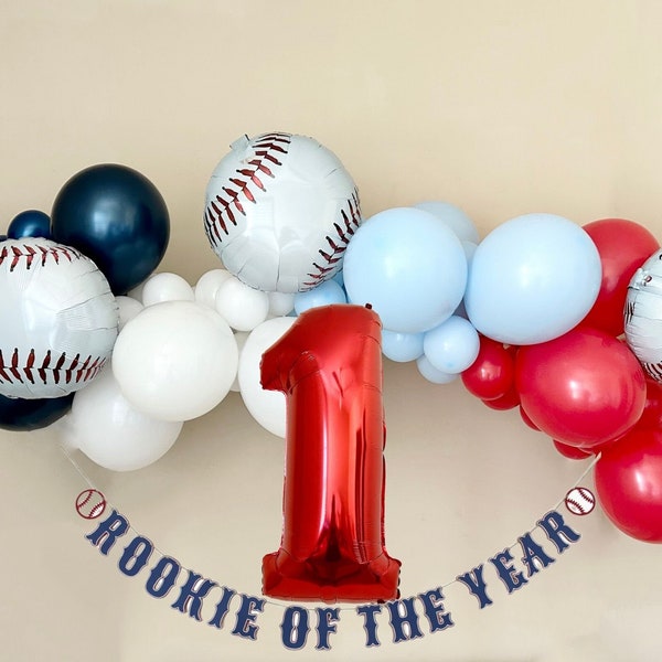 Baseball Balloon Garland~Rookie of the Year First Birthday Theme~Baseball Party~Rookie Year~First Birthday~Baseball Balloon~Baseball Party