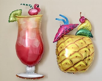 Tropical Drink Balloon~Pineapple Balloon~Palm Springs~Bachelorette Party~Flamingo~Luau Decor~Summer Party Drinks~Beach Party~Tropical Drink