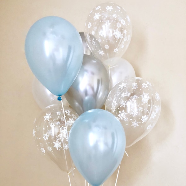 Blue, Silver & Snowflake Balloon Set: Winter Wonderland Party Decor
