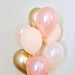 Rose Gold Peach Chrome Gold Blush Latex Balloons~Wedding~Bridal Shower~First Birthday~Bachelorette~Rose Gold Party~Rose Gold Balloons~Blush