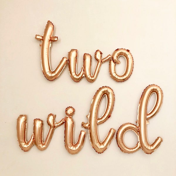 Two Wild Gold Script Letter Balloons~Birthday Gold~Jungle Birthday Party~Two Wild Theme~Safari Birthday~Two Wild Birthday~Two Wild Decor