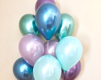 Mermaid Balloons~Under the Sea Party~Chrome Balloon~Blue Purple Mint~Mermaid Birthday~Mermaid Party Decor~Baby Shower~First Birthday~Wedding