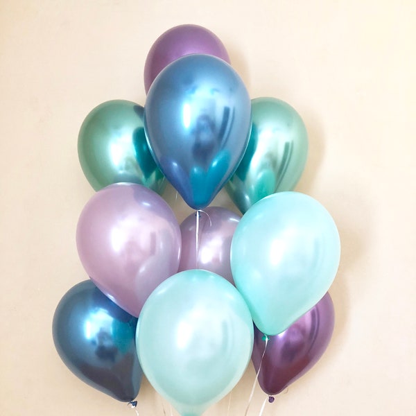 Mermaid Balloons~Under the Sea Party~Chrome Balloon~Blue Purple Mint~Mermaid Birthday~Mermaid Party Decor~Baby Shower~First Birthday~Wedding