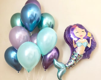 Mermaid Balloon~Under The Sea Party~Mermaid Party~Mermaid Birthday~Mermaid Theme~Mermaid Decor~Mermaid Party Decor~Chrome Balloons~Mermaid