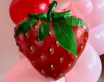 20" Strawberry Mylar Balloon: Berry First Birthday Party Decor