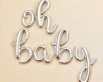 oh baby cursive balloon