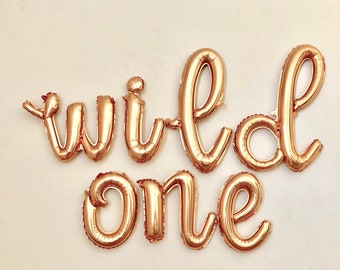 Wild One Gold Script Letter Balloons~First Birthday Gold~Jungle First Birthday Party~Where The Wild Ones Are~Wild One Theme~Wild One Banner