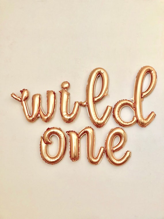 Wild One Gold Script Letter Balloons~First Birthday Gold~Jungle First Birthday Party~Where The Wild Ones Are~Wild One Theme~Wild One Banner Il_570xn
