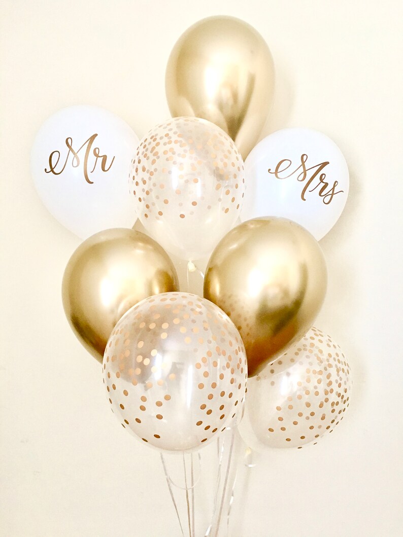 NEW Chrome Gold Mr Mrs And Confetti BalloonsWedding Etsy