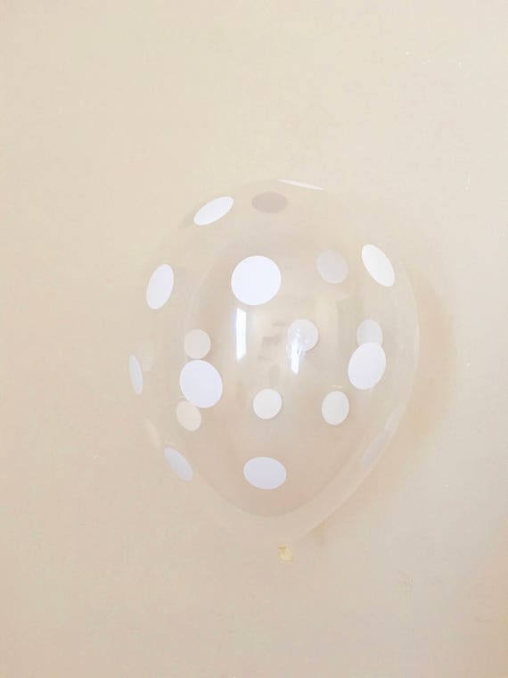 Clear White Polka Dot 11 inch Latex Balloon~White Bridal Shower~White Baby Shower~White Birthday~White Wedding~White Polka Dot Party Decor Il_570xn