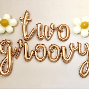 Two Groovy Script Letter Balloons~Groovy Birthday~Two Groovy Banner~Two Groovy Party~Groovy Party Supplies~Retro Birthday Party~Daisy