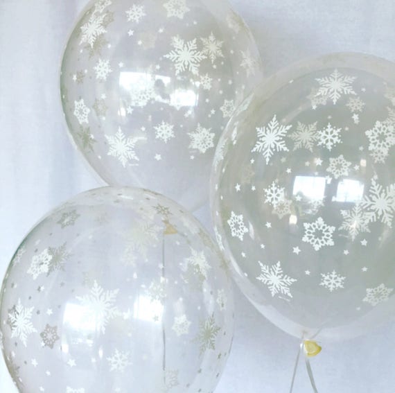 Clear with white Snowflake 11 inch Latex Balloons~Winter Onederland First Birthday~Baby Shower~Snowflake Balloon~Wonderland Party~Snowflake Il_570xn