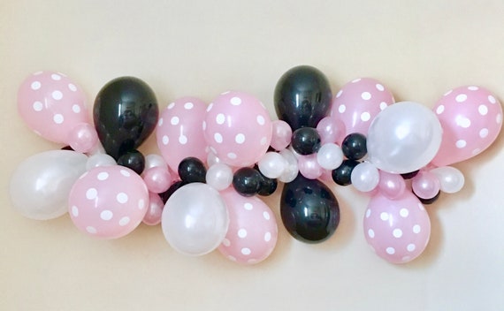 Balloon Garland Diy Kit Pink Black And White Polka Dots Minnie