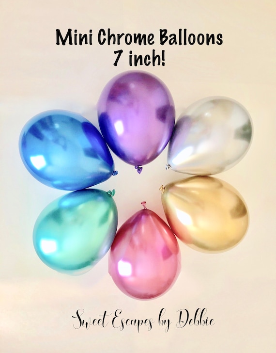 Mini Chrome Balloons 7"~Choose Your Color~Chrome Gold~Chrome Silver~Chrome Purple~Chrome Blue~Chrome Green~Chrome Mauve~Balloon Garland/Arch Il_570xn