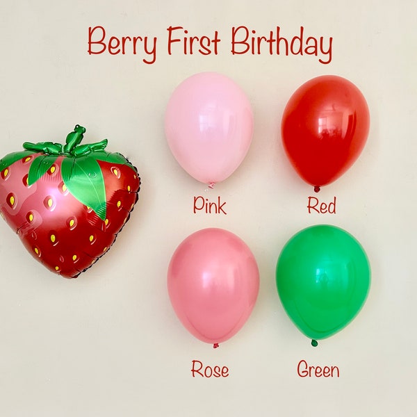 Strawberry Balloon Bundle~Berry First Birthday~A Berry Sweet One Birthday~Strawberry Balloon~Berry Balloon Arch~Summer Party~Fruit Balloon