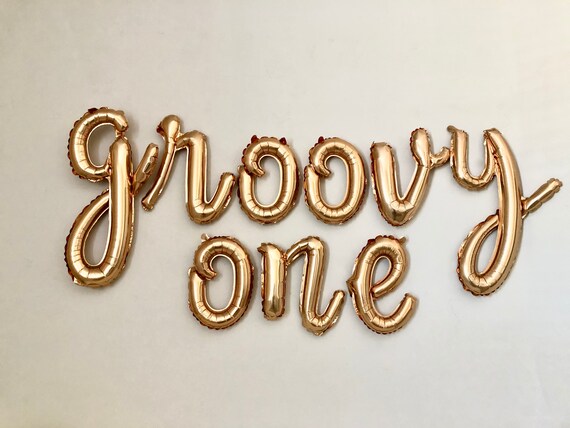 Groovy One Script Letter Balloons~Groovy Birthday~Groovy One Banner~Groovy One Party~Groovy Party Supplies~Retro Birthday Party Il_570xn