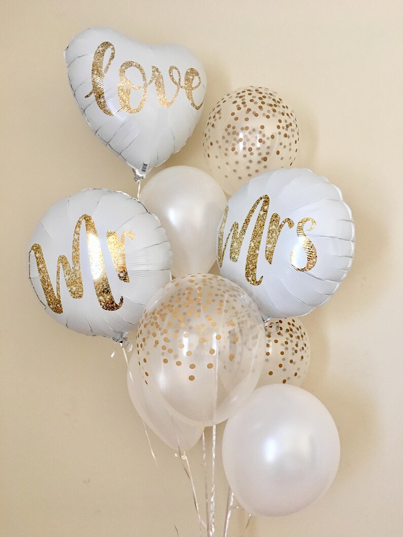 Mr And Mrs BalloonsGold Confetti Look BalloonsWedding Etsy