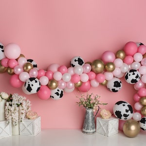 Cowgirl Balloon Garland DIY Kit~Holy Cow I'm One~Moo I'm Two~Cowgirl Giddy Up~Last Rodeo~Pink Cowgirl Theme~Nash Bash~Cow Print Balloon