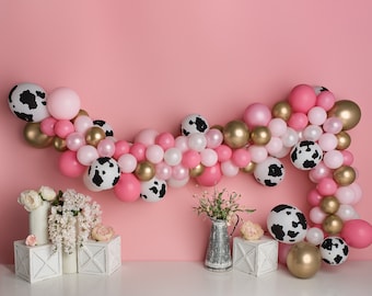 Cowgirl Balloon Garland DIY Kit~Holy Cow I'm One~Moo I'm Two~Cowgirl Giddy Up~Last Rodeo~Pink Cowgirl Theme~Nash Bash~Cow Print Balloon