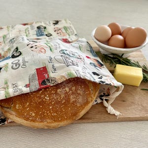 Reusable Bread Bag~100% Cotton Bread Storage~Eco-Friendly Bread Keeper Sourdough & Artisan Bread Bag~Produce Bag~Food Storage~Made in USA