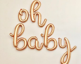 Oh Baby Script Gold Letter Balloons~Baby Shower Balloons~Oh Baby Sign~Baby Shower Decorations~Oh Baby Balloons~Oh Baby Decor~Baby Balloons