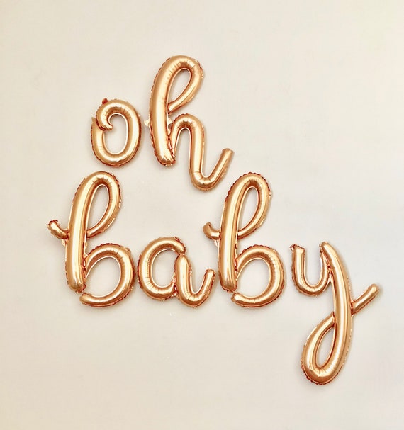 Oh Baby Script Gold Letter Balloons~Baby Shower Balloons~Oh Baby Sign~Baby Shower Decorations~Oh Baby Balloons~Oh Baby Decor~Baby Balloons Il_570xn