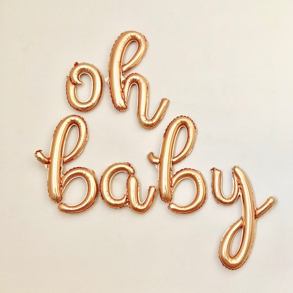 Oh Baby Script Gold Letter Balloons~Baby Shower Balloons~Oh Baby Sign~Baby Shower Decorations~Oh Baby Balloons~Oh Baby Decor~Baby Balloons