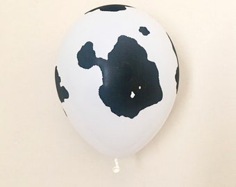 Cow Print 11 inch Latex Balloon~Cow Balloon~Farm Party~Western Party~Cowboy Cowgirl Party~County Fair~Barnyard Party~Cow Balloon