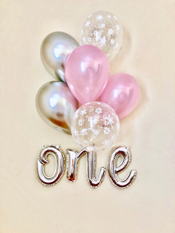 One Script Balloon~One Balloon~Pink First Birthday Balloon~Winter Onederland Party~Onederland Party Balloon~Snowflake Balloon~One Script Il_570xn