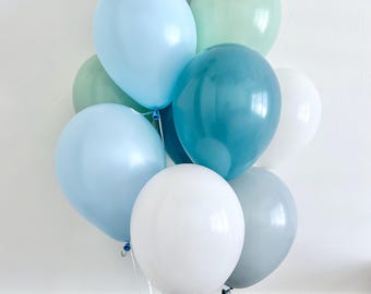 Pastel Blue Balloon Bouquet: Matte Latex Balloons for Baby Showers