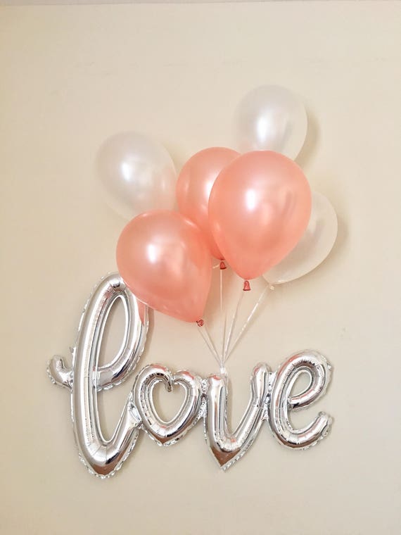 silver love balloons