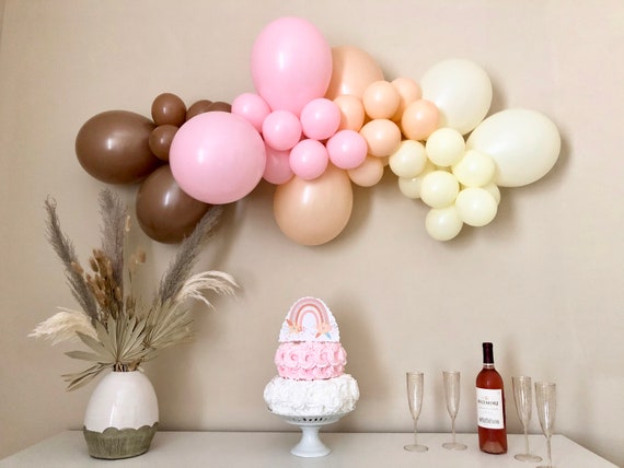 Boho Rainbow Balloon Garland DIY Kit~Mocha, Pink, Blush and Ivory~Boho Party Decor~Baby Shower~Bridal Shower~First Birthday~Bachelorette Il_570xn