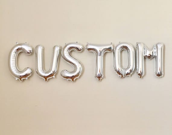 Silver Letter Balloons~Silver Balloon Letters~Silver Baby Shower~Silver Wedding~Silver Birthday~Silver Custom Phrase~Silver Name Banner Il_570xn