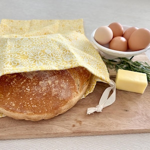 Reusable Bread Bag~100% Cotton Bread Storage~Eco-Friendly Bread Keeper Sourdough & Artisan Bread Bag~Produce Bag~Food Storage~Made in USA