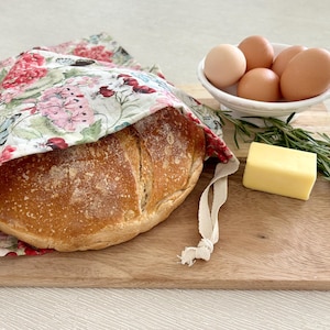 Reusable Bread Bag~100% Cotton Bread Storage~Eco-Friendly Bread Keeper Sourdough & Artisan Bread Bag~Produce Bag~Food Storage~Made in USA
