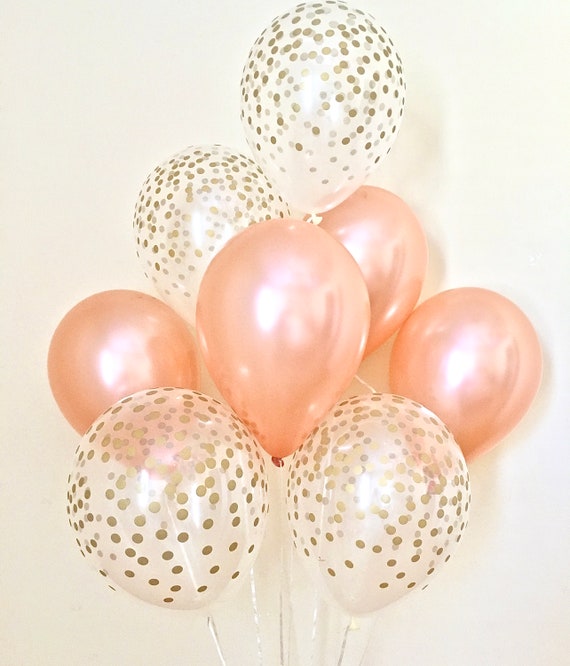 Rose Gold Balloon Bouquet~Rose Gold First Birthday~Rose Gold Wedding~Bridal Shower~Birthday~Rose Gold Balloons~Gold Confetti Look Balloon Il_570xn
