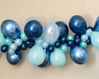 Balloon Garland DIY Kit Navy Chrome Blue Mint Light Blue~Boy Baby Shower~Mint Party Decor~Navy Party Decor~Blue Chrome Balloon~Navy Balloon