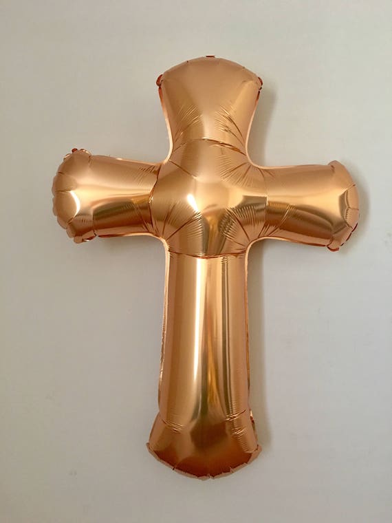 Cross Balloon~Gold Cross~Baptism Balloon~Christening Balloon~First Communion Balloon~Cross Shaped Balloon~Religious Balloon~Wedding Decor Il_570xn