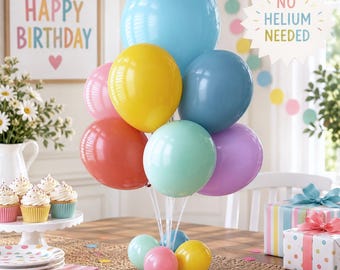 Ballons en latex arc-en-ciel bohème : moutarde, orange brûlé, menthe, bois de rose, ardoise, fleur d'oranger - Décoration de fête ~ Pas besoin d'hélium