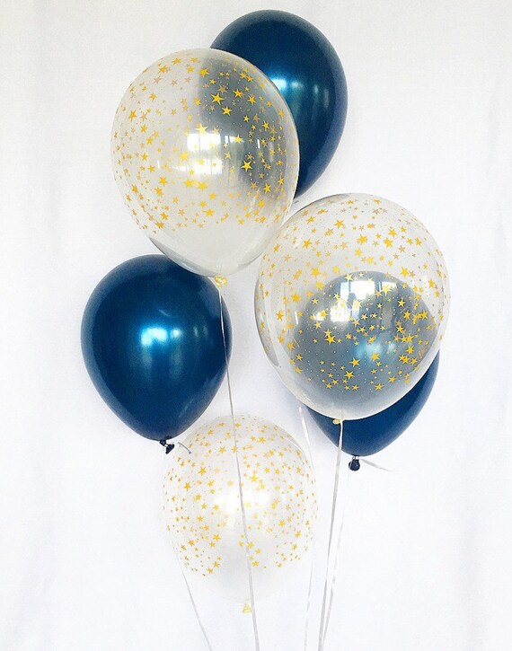 Navy and Gold Star Latex Balloons~Twinkle Twinkle Little Star Party~Baby Shower~Twinkle Little Star Birthday~Twinkle Little Star Baby Shower Il_570xn