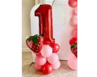 Strawberry Balloon Tower DIY Kit~Berry First Birthday~A Berry Sweet One Birthday~Strawberry Balloon~Berry Balloon Arch~Summer Party