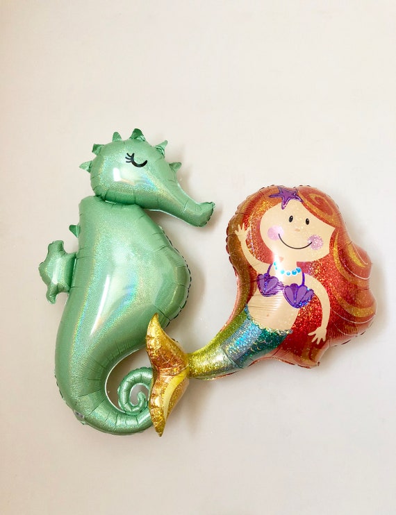 Mermaid Party Seahorse Balloon~Under The Sea Party~Mermaid Party~Mermaid Birthday~Mermaid Decor~Mermaid Party Decor~Mermaid Balloon~Seahorse Il_570xn