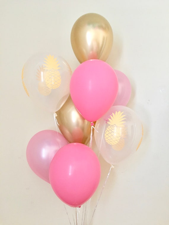 Pineapple Latex Balloon~Pink & Chrome Gold~Party Like a Pineapple~Pineapple Theme~Pineapple Party~Palm Springs~Bachelorette~Bridal~Birthday Il_570xn
