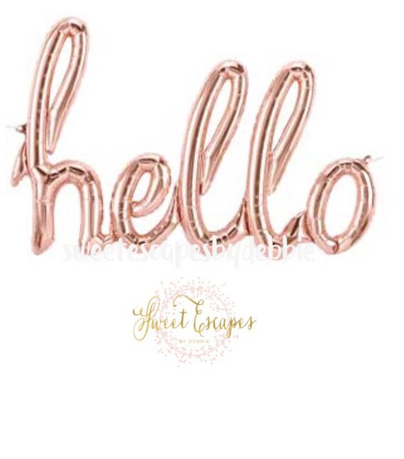 Hello Rose Gold Script Balloon ~ 47 inch Hello Balloon ~ Wedding ~ Bridal Shower ~Birthday~ Engagement Party~Rose Gold Balloons~Hello Banner Il_570xn