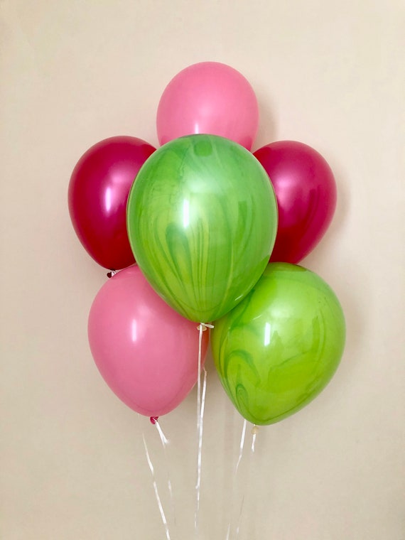 Tutti Fruity Balloons~One In A Melon~Watermelon Party Decor~First Birthday~Twotti Fruitti Party~One In a Melon Decor~Pink and Green Marble Il_570xn