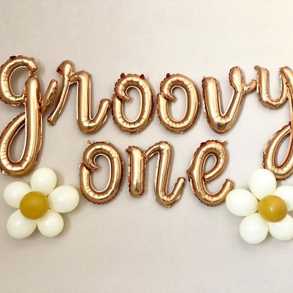 Groovy One Script Letter Balloons~Groovy Birthday~Groovy One Banner~Groovy One Party~Groovy Party Supplies~Retro Birthday Party~Daisy
