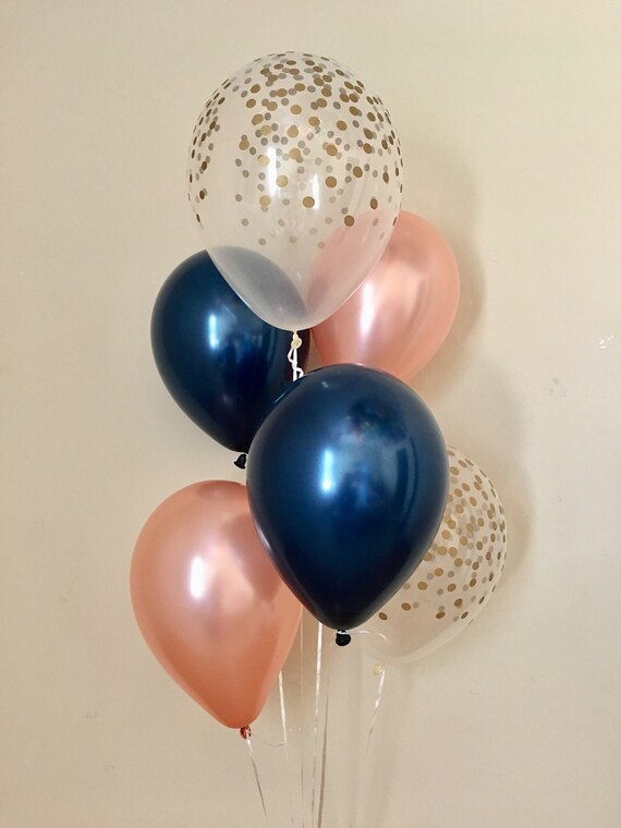 Rose Gold Chrome Confetti Balloon Bouquet - Rose Gold Party Balloons, Baby  Shower Balloons, Wedding Balloons, Rose gold Bridal Balloon