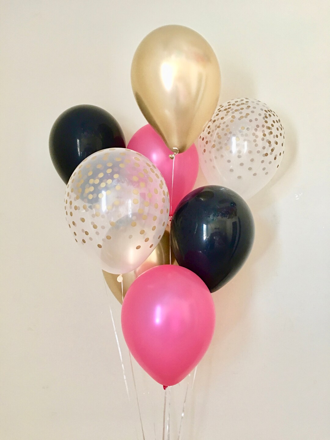 Black Chrome Gold Hot Pink Latex Balloons~wedding Balloon~bridal Shower ...