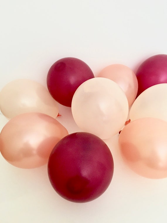 Mini 5 Inch Latex Balloonsrose Gold Burgundy And Peachbridal Etsy